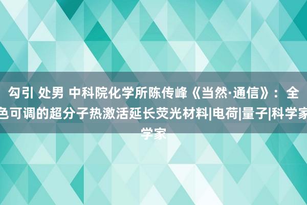 勾引 处男 中科院化学所陈传峰《当然·通信》：全色可调的超分子热激活延长荧光材料|电荷|量子|科学家