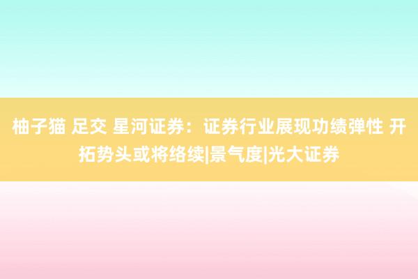 柚子猫 足交 星河证券：证券行业展现功绩弹性 开拓势头或将络续|景气度|光大证券